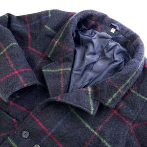 Carlisle Couture Made In England Womens Plaid Wool Blend Peacoat Jacket 576
